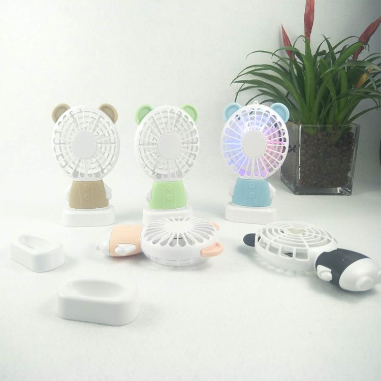 Factory direct sales cartoon rabbit USB charging mini fan with light for students