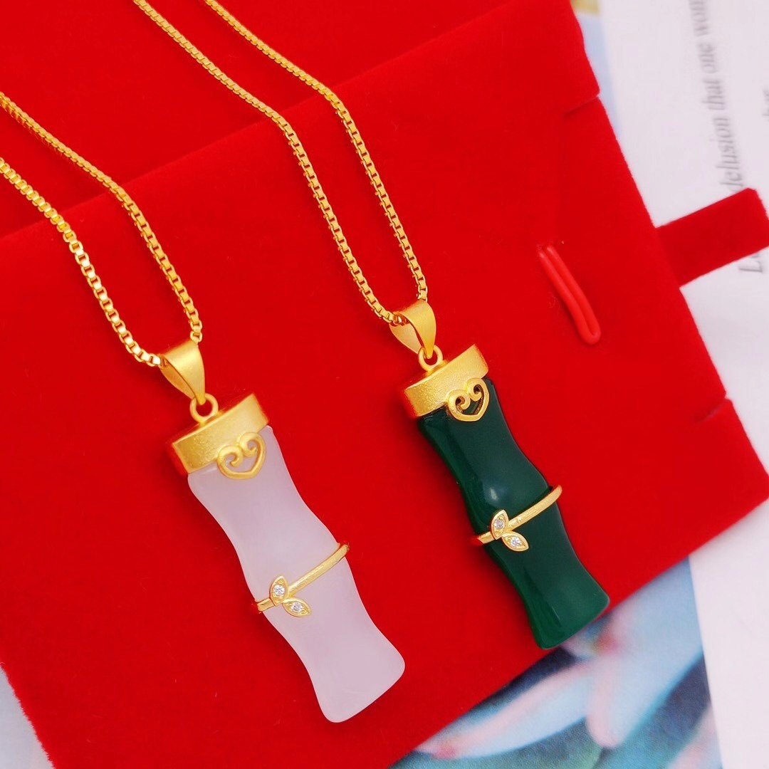 Bamboo imitation jade carving craft pendant