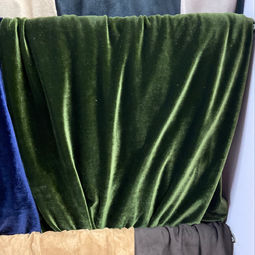 Dark green elastic velvet fabric clothing, handicrafts, decorations, shoes and hats are available in a variety of colors details Picture
