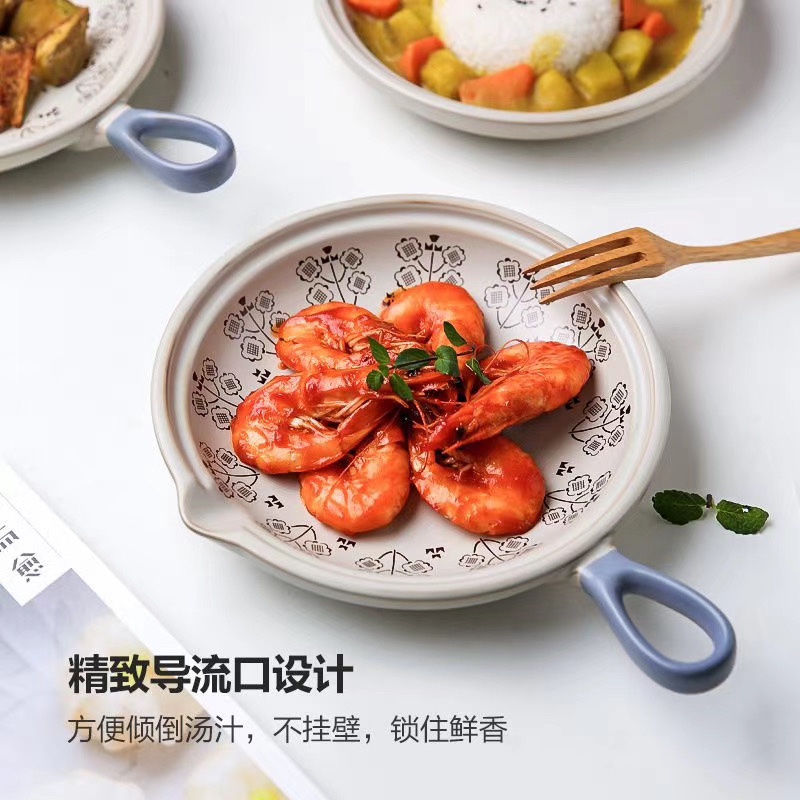 7845-1饺子盘创意甜品盘陶土锅图