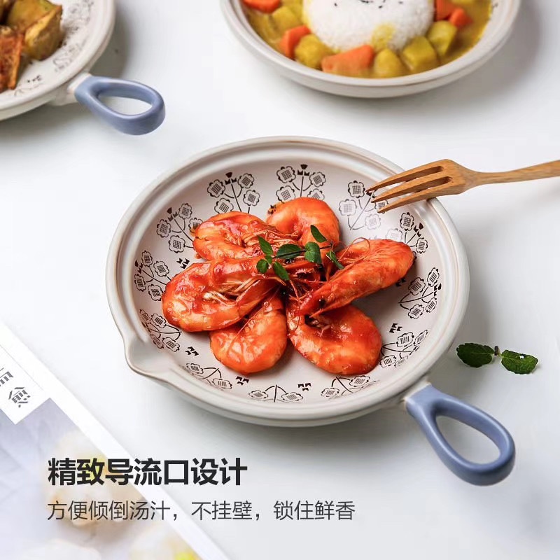7845-1饺子盘创意甜品盘陶土锅