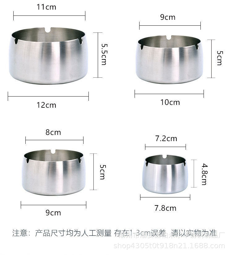 不锈钢加厚烟灰缸家用创意防风防摔烟灰缸酒吧酒店办公室烟灰缸详情图3