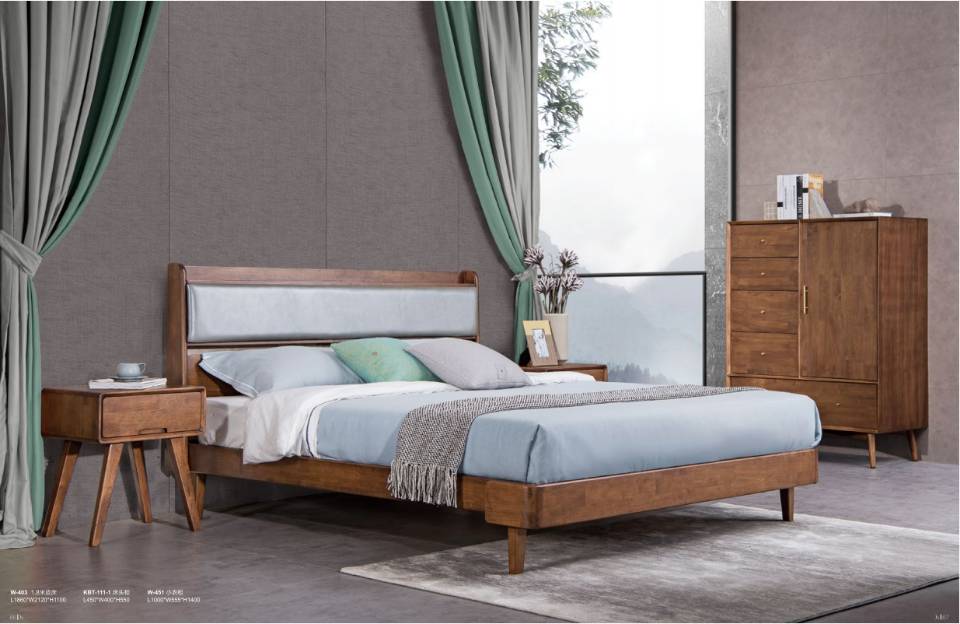 马来西亚原装进口科美滋实木套房组合北欧极简风格床+柜子详情1