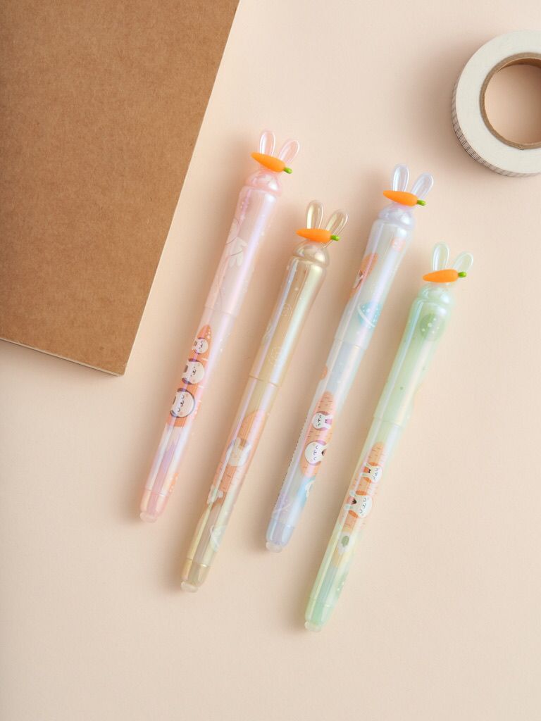 Cartoon cute rabbit can change ink bag practice writing pen beginners with ink pen blue black pen