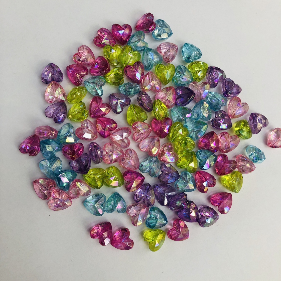 Manufacturers direct acrylic 12mm peach heart AB color DIY accessories, color can be done