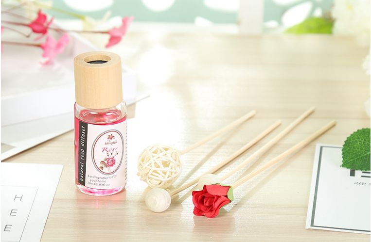 New flameless scented rose essential oil set, indoor perfume, rattan home gift box, air purifying material Application Scenario