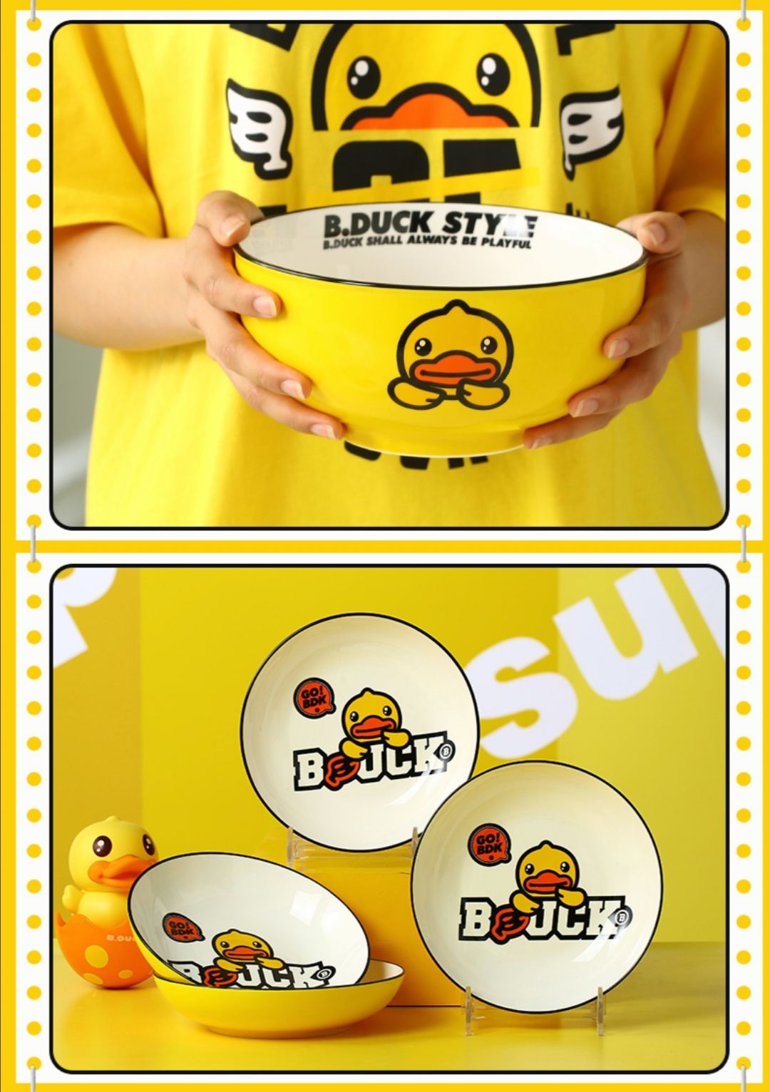 B.Duck Small Yellow Duck Bowl and plate freely combinable home ceramic set Popular tableware detail image 19