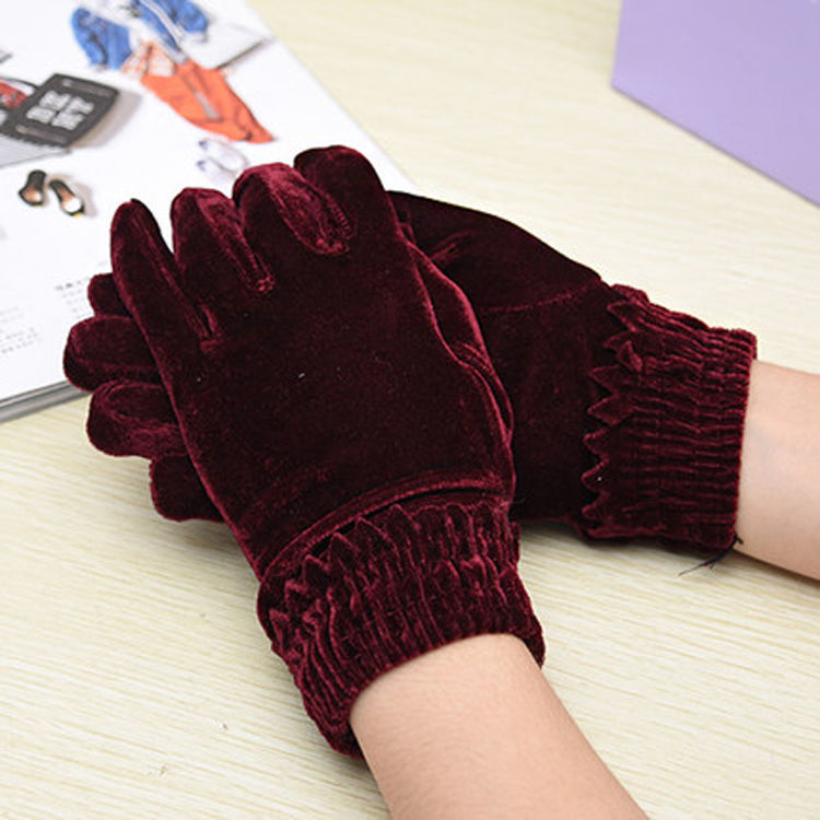 金丝绒高弹金丝绒手套 保暖手套 骑车手套女手套详情图9