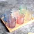 彩色六只装玻璃带把杯加厚玻璃杯果汁杯子家用套装防烫耐热水杯白底实物图
