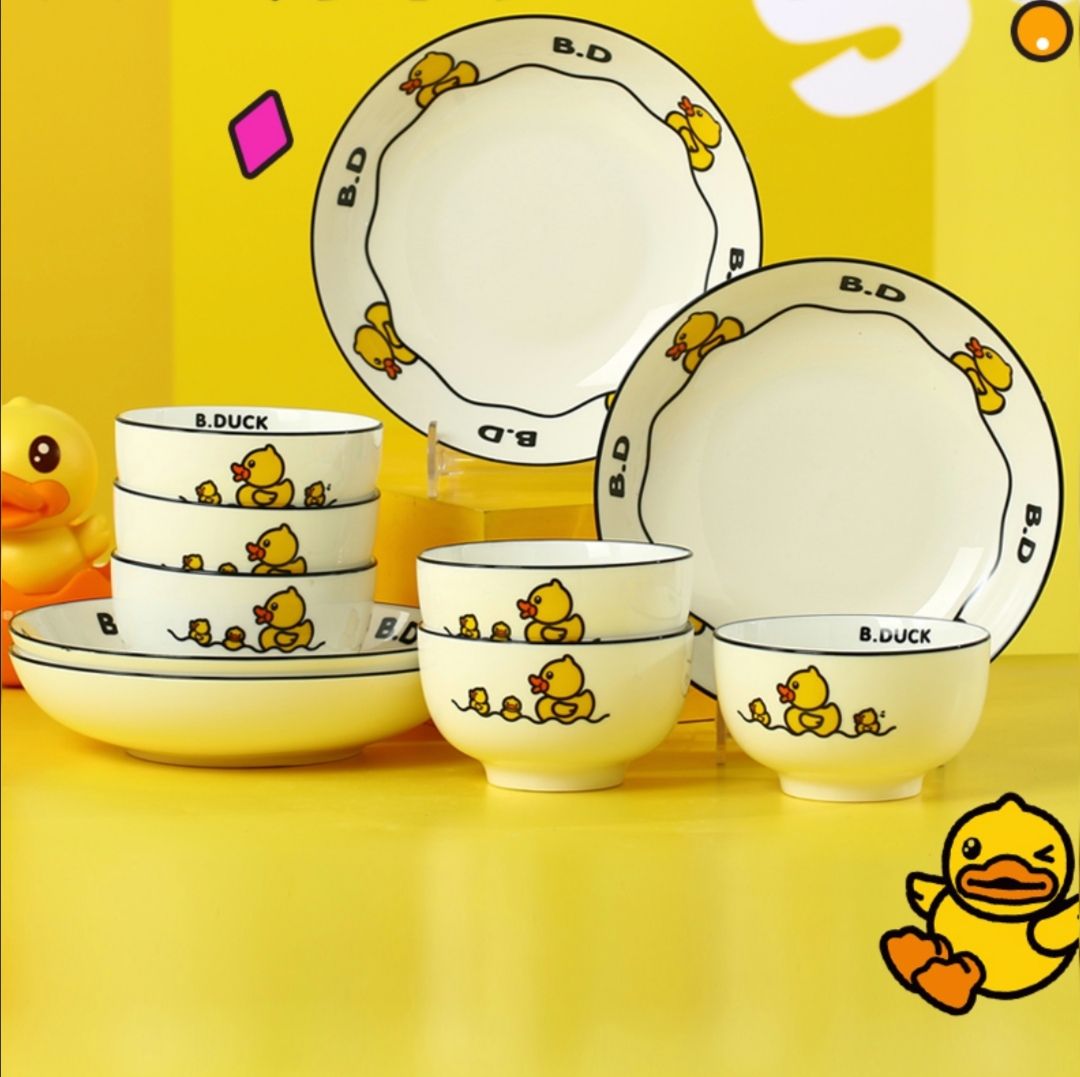B.Duck Yellow Duck Bowl, Plate and Floating duck freely combined home ceramic popular tableware officially authorized