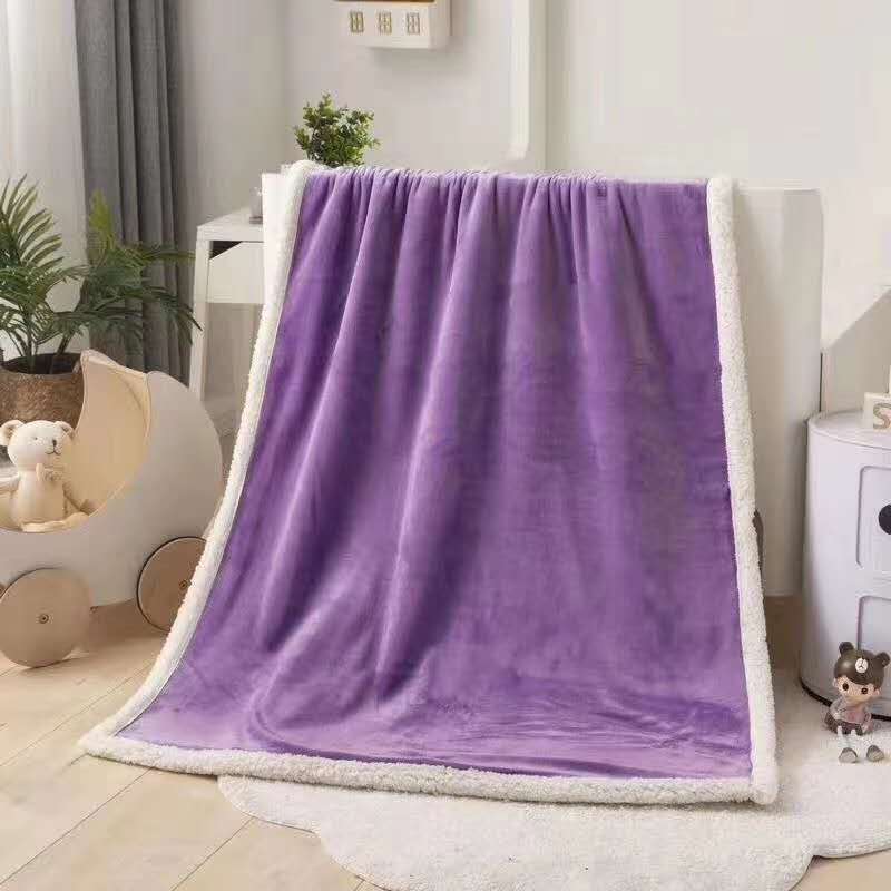 Plain Flannel Lamb Double Blanket