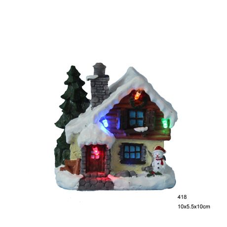 Creative home furnishing European-style resin Christmas festival church decoration small house LED electric music small house decoration detail image 3