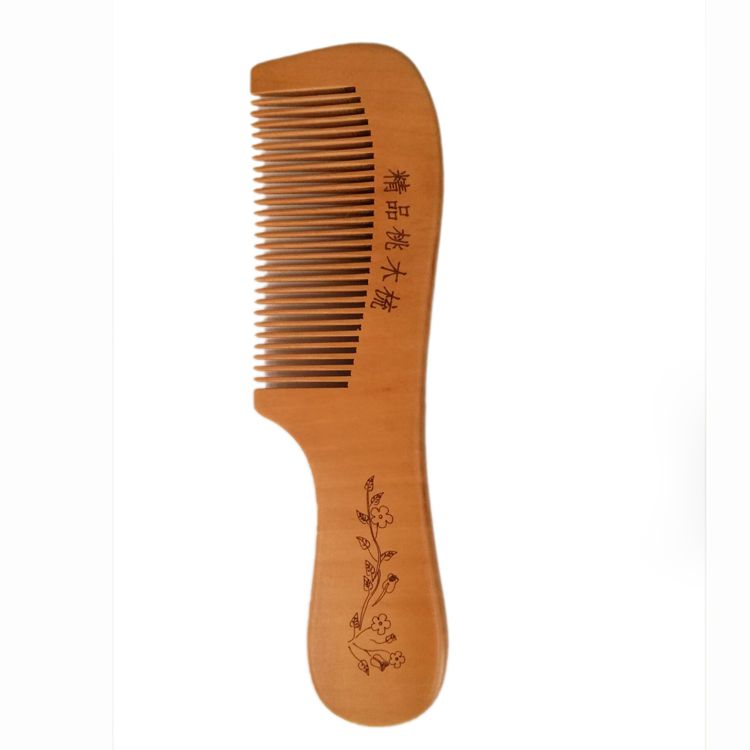 Wooden comb fine peach wood comb long handle arc-shaped rectangular factory direct sale thumbnail