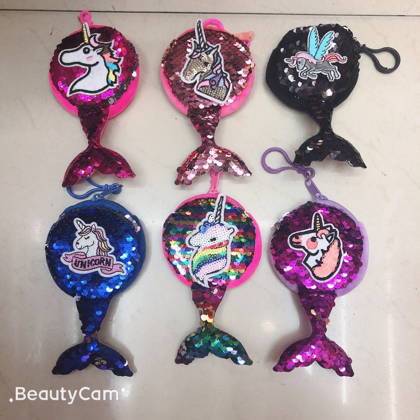 Sequins Unicorn Patch zero wallet sequins wallet sequins mermaid purse keychain coin purse