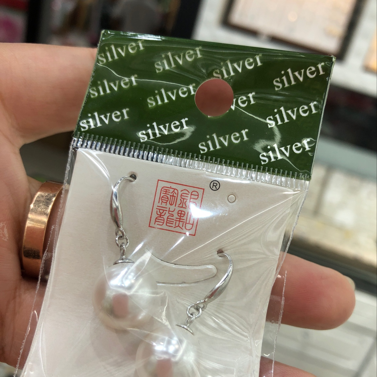 水晶珍珠银耳环  纯银年轻款  时尚足银  饰品ins