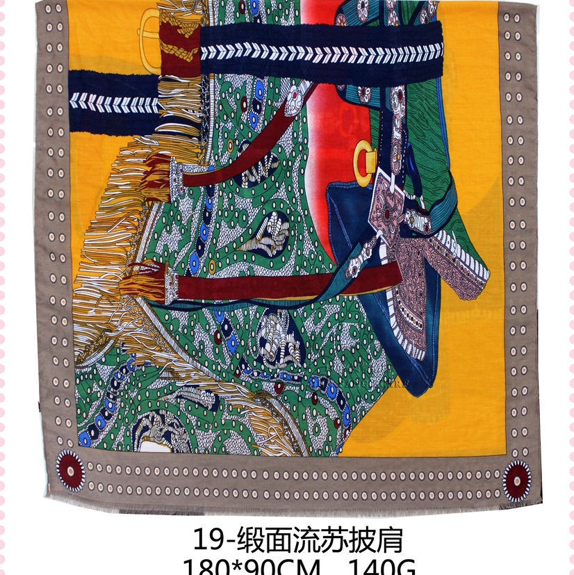 Thickened satin print tassel shawl pattern thumbnail