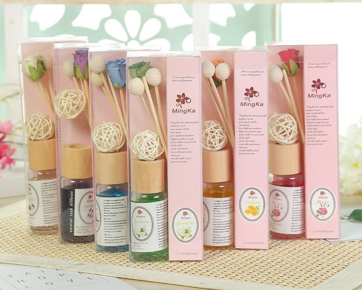 New flameless scented rose essential oil set, indoor perfume, rattan home gift box, air purifying material