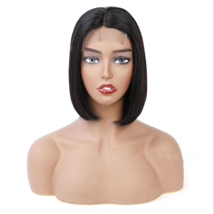 Ladies European and American wig Bob hair 4x4 former lace real hair fake