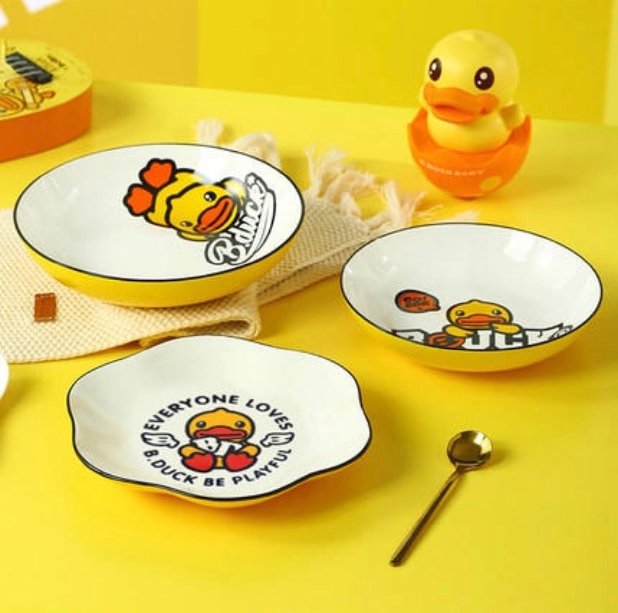 B.Duck Small Yellow Duck Bowl and plate freely combinable home ceramic set Popular tableware Item Picture