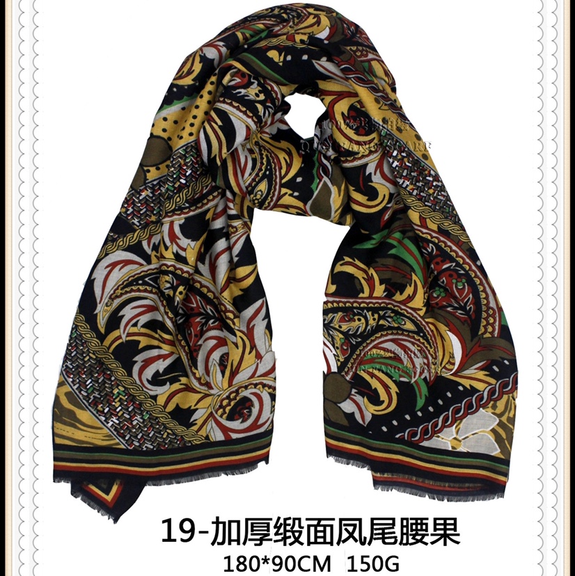 Thickened satin printed cashew with anchovies