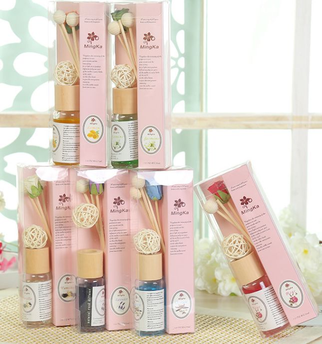New flameless scented rose essential oil set, indoor perfume, rattan home gift box, air purifying material details Picture