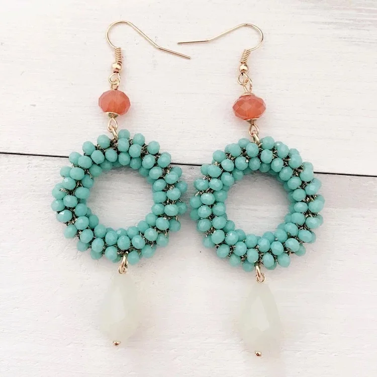Drop earrings with crystal rings thumbnail