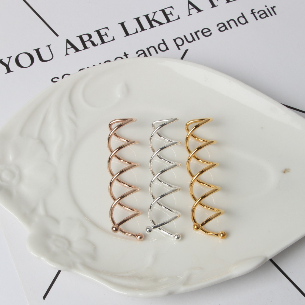 韩国新款发饰美发螺旋夹旋转造型发夹盘发工具金银色盘发螺旋发夹细节图