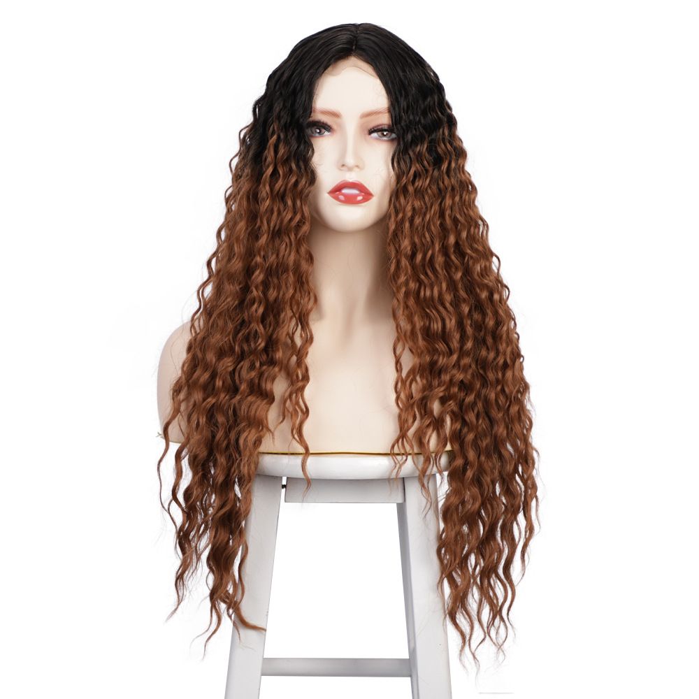 European and American ladies wig front lace wig ladies long curly hair chemical fiber headgear