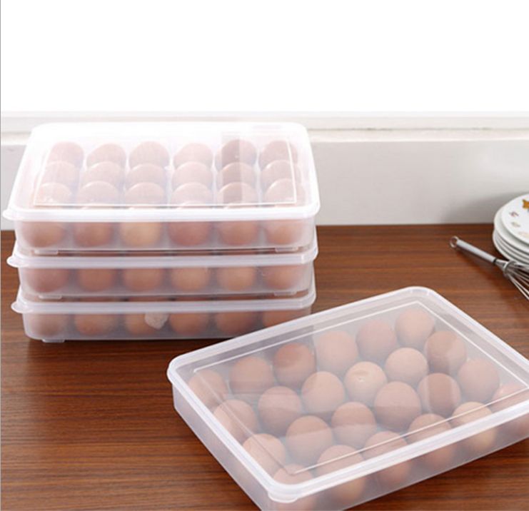 Kitchen egg carton Refrigerator storage box plastic container transparent lid egg storage box