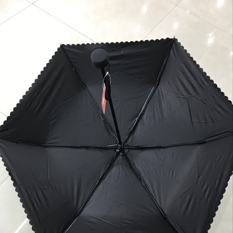 Item No. 3267E: Bright Touch Black rubber Blackout Fabric Three-fold Bag umbrella Specification image