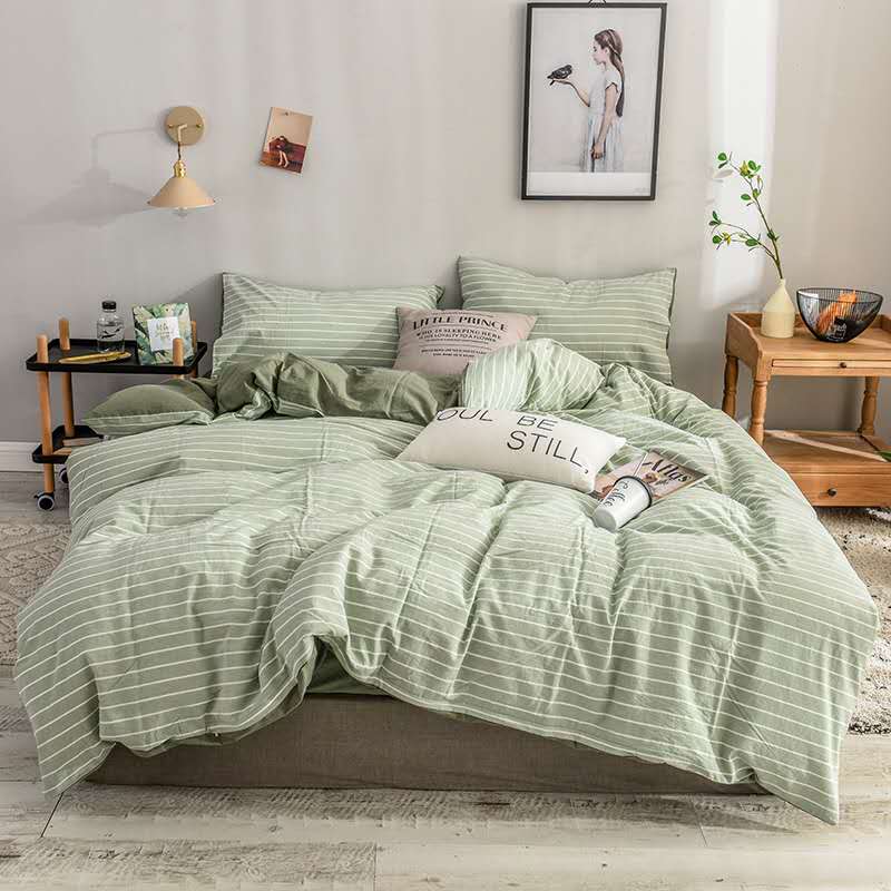 Yarn-Dyed All Cotton Washed Cotton Four-Piece Set details Picture