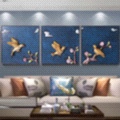 Fd-012-2 Process Embossed painting hanging on the background wall of home atmosphere sofa new Chinese three-piece set details Picture