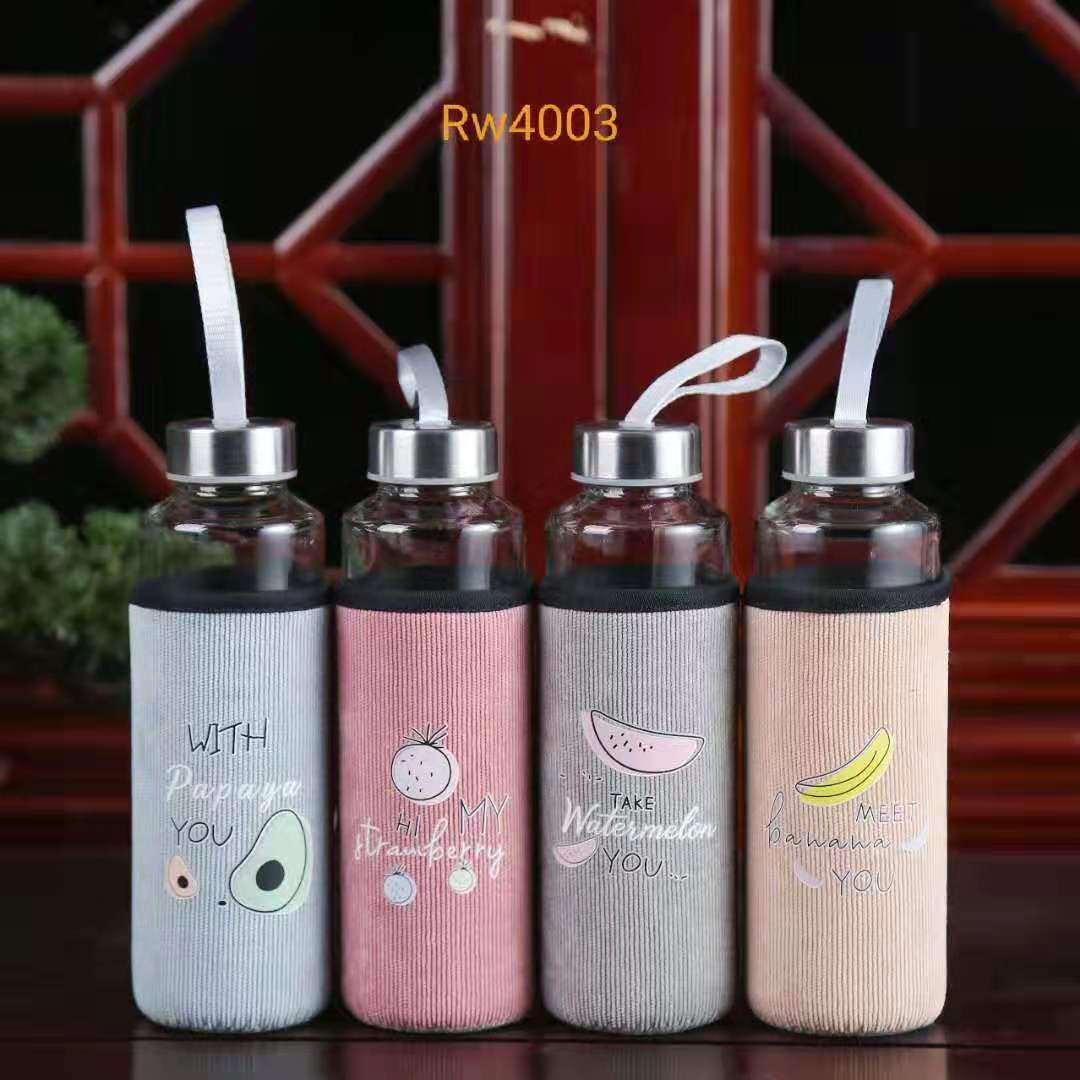 New corduroy glass cup, portable single-layer water cup, simple covered tea cup, heat-insulating and anti-drop glass cup undefined