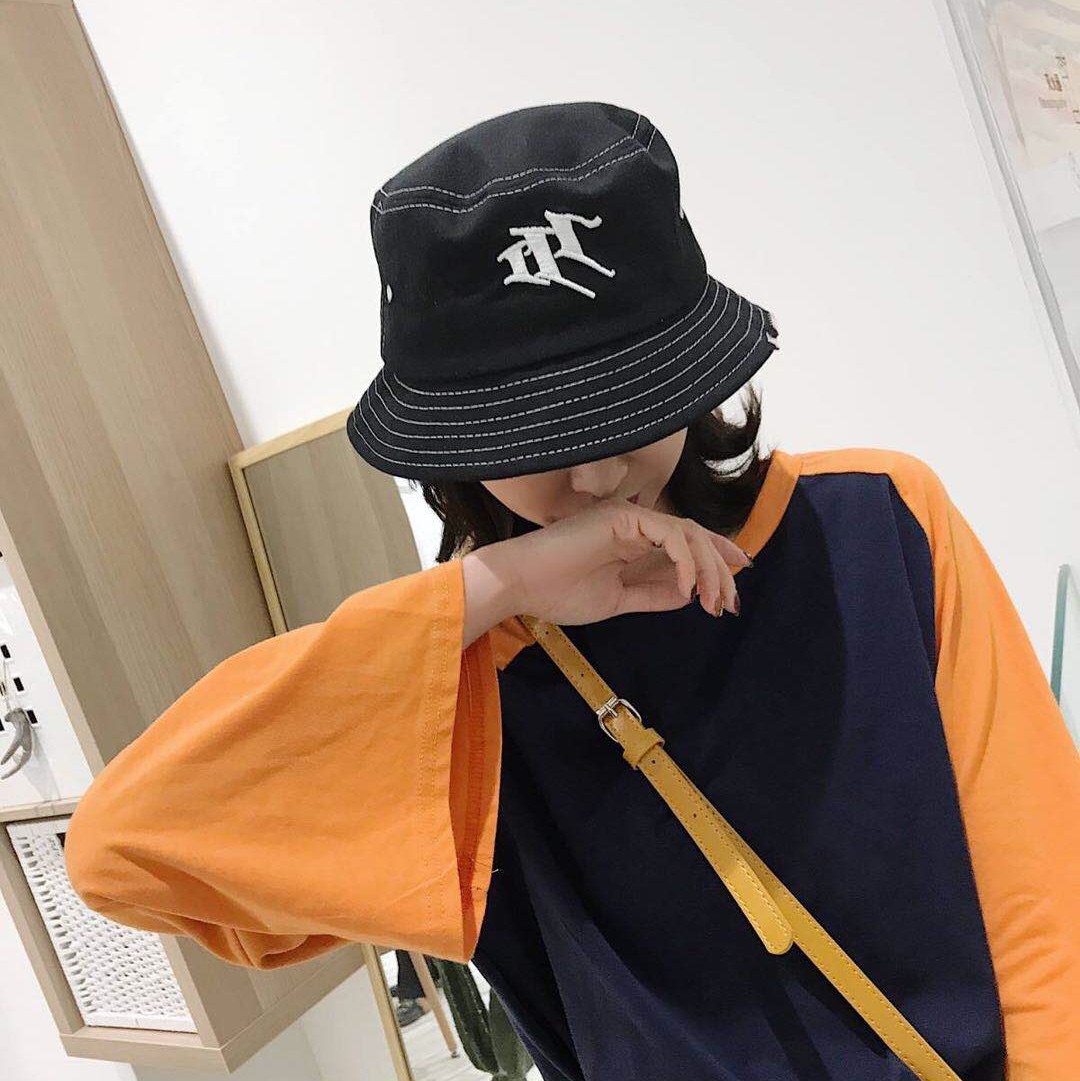 渔夫帽女秋冬可爱日系遮脸韩版百搭风字母遮阳盆帽子网红男