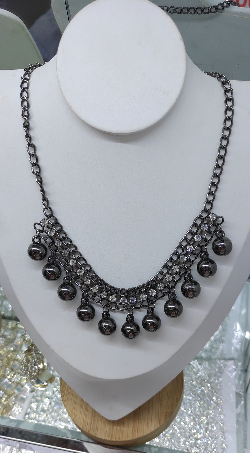 枪色项链，吊珠，钻链，铁项链