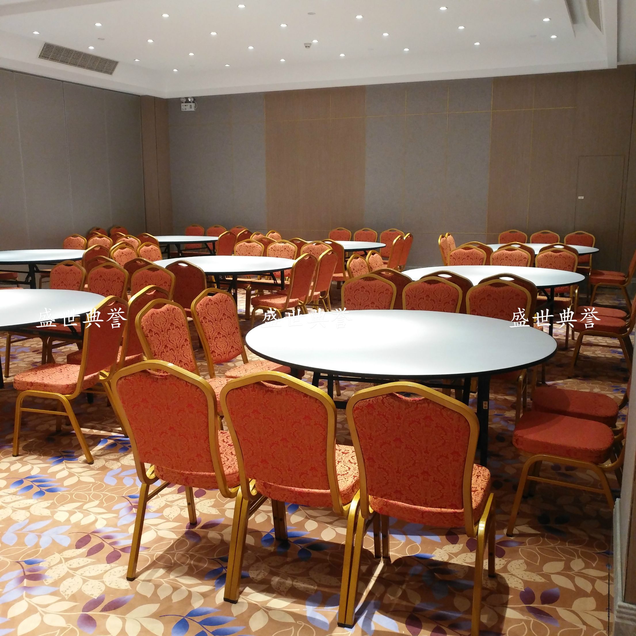 上海酒店餐厅宴会餐桌椅饭店酒席桌椅会议室折叠钢椅金属酒店椅详情图2