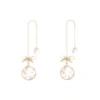 S925 Silver needle bow Dreamcatcher tassel earrings, a female Internet celebrity with an extremely ethereal charm, Korean long pearl earrings with pomelo ears undefined