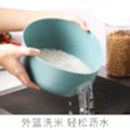 创意加厚厨房三合一翻盖淘米器洗米筛塑料沥水瓜果洗菜篮沥水篮详情图7