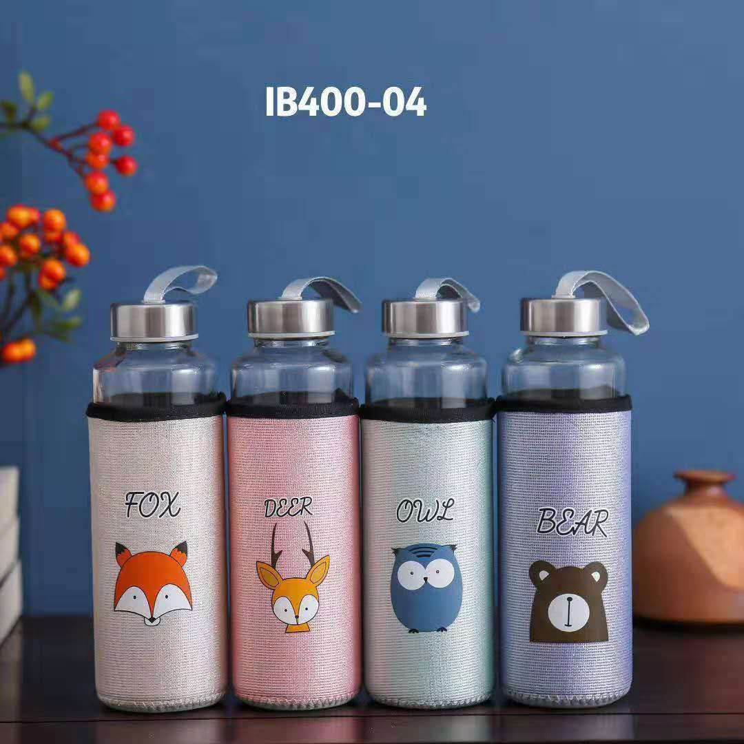 New color shiny silk cloth glass cup, portable single-layer water cup, simple covered tea cup, heat-insulating and anti-drop glass cup details Picture
