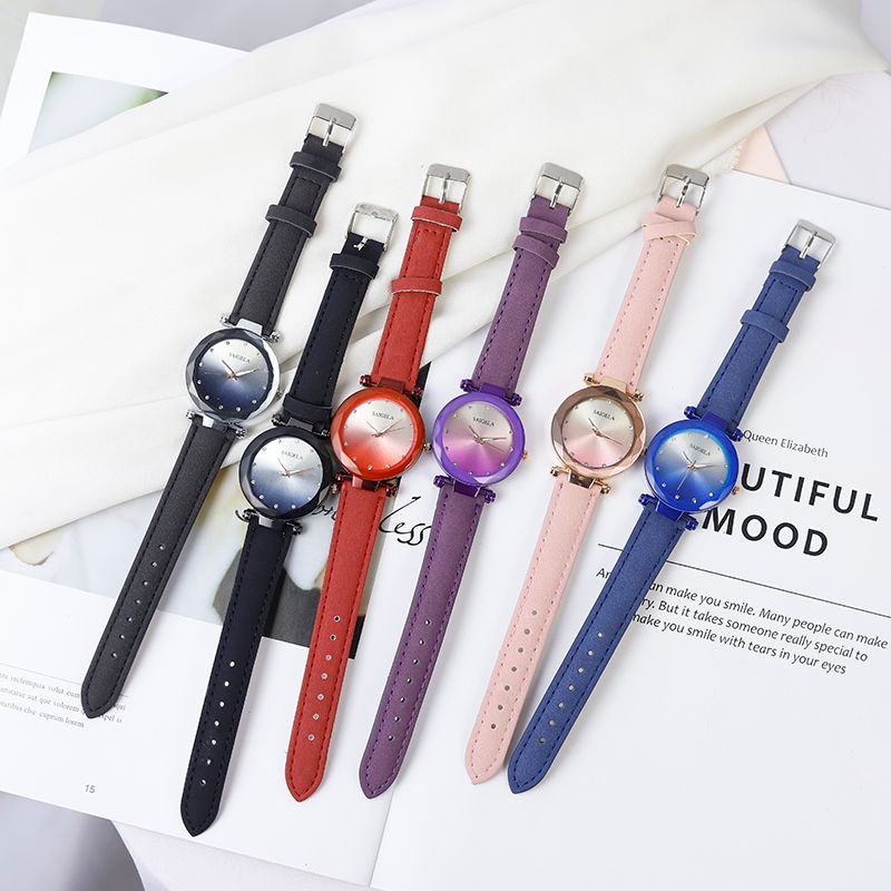 Multicolored leather strap watch detail image 1