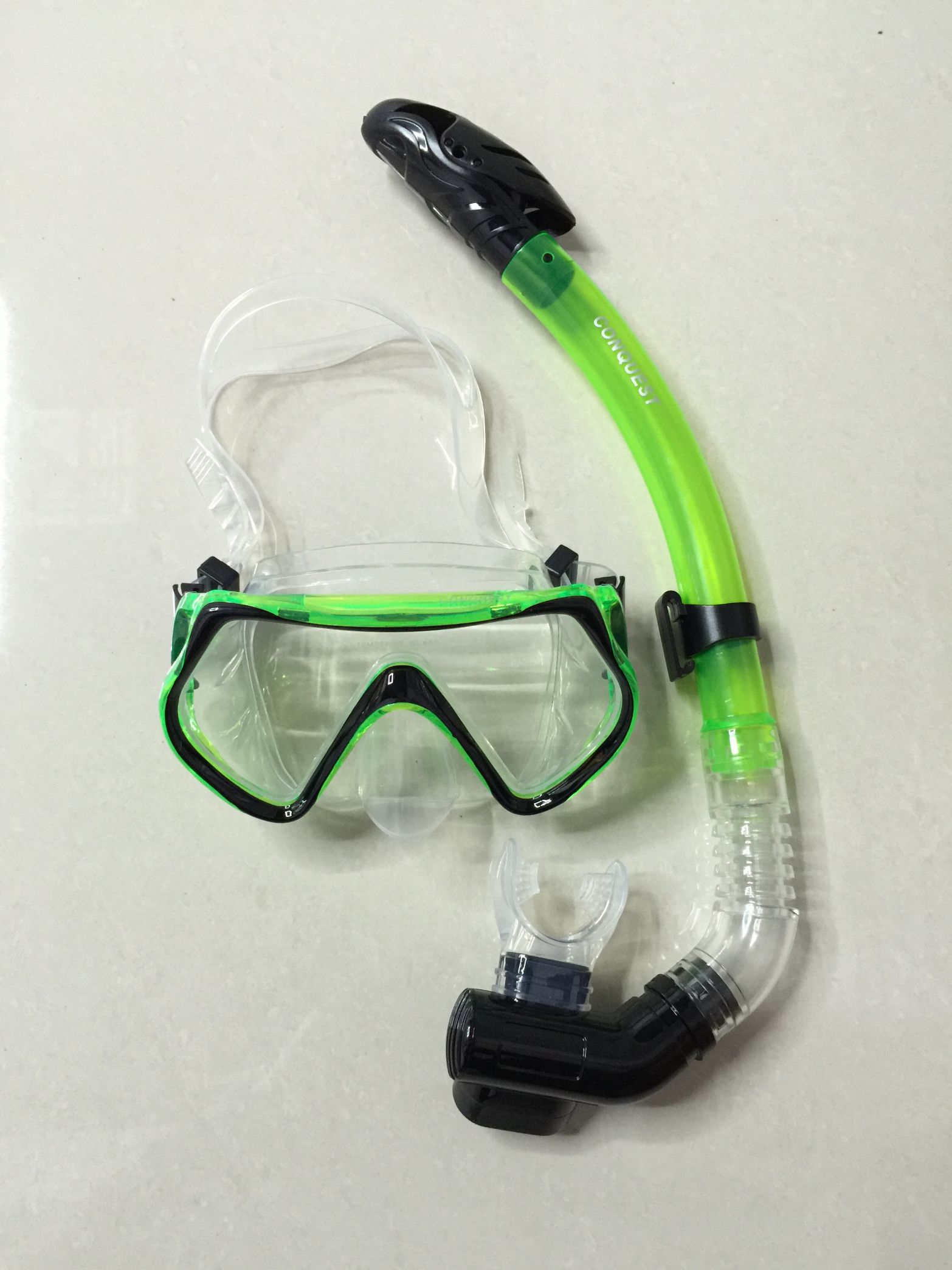 搏路厂家批发 现货供应潜水镜 全干式呼吸管 M1526S/S14S潜水套装 绿色