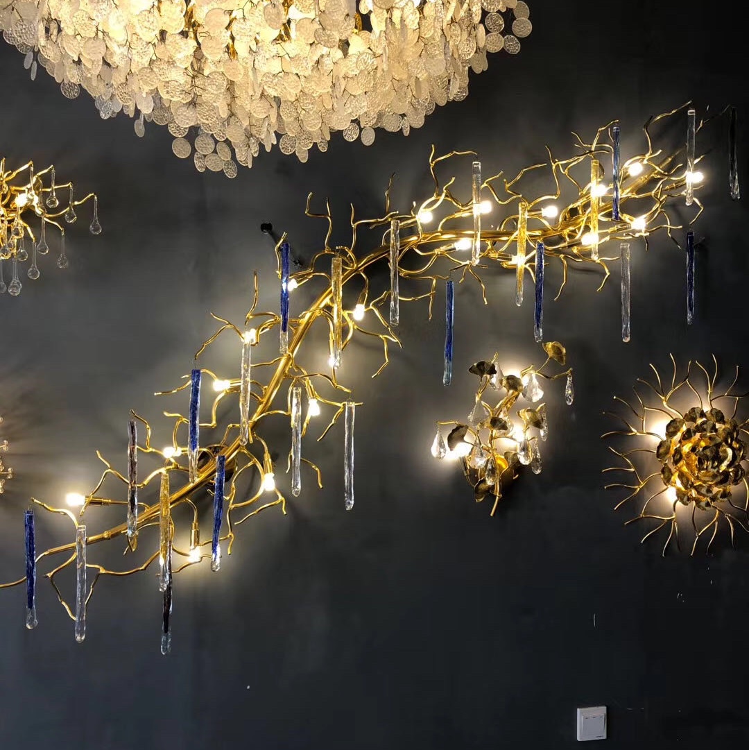 Decorative lighting with light luxury ironwork crystal wall lamps undefined