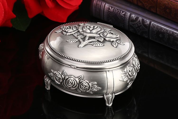 首饰盒田园欧式浪漫金属玫瑰花珠宝盒首饰盒欧式化妆品收纳盒