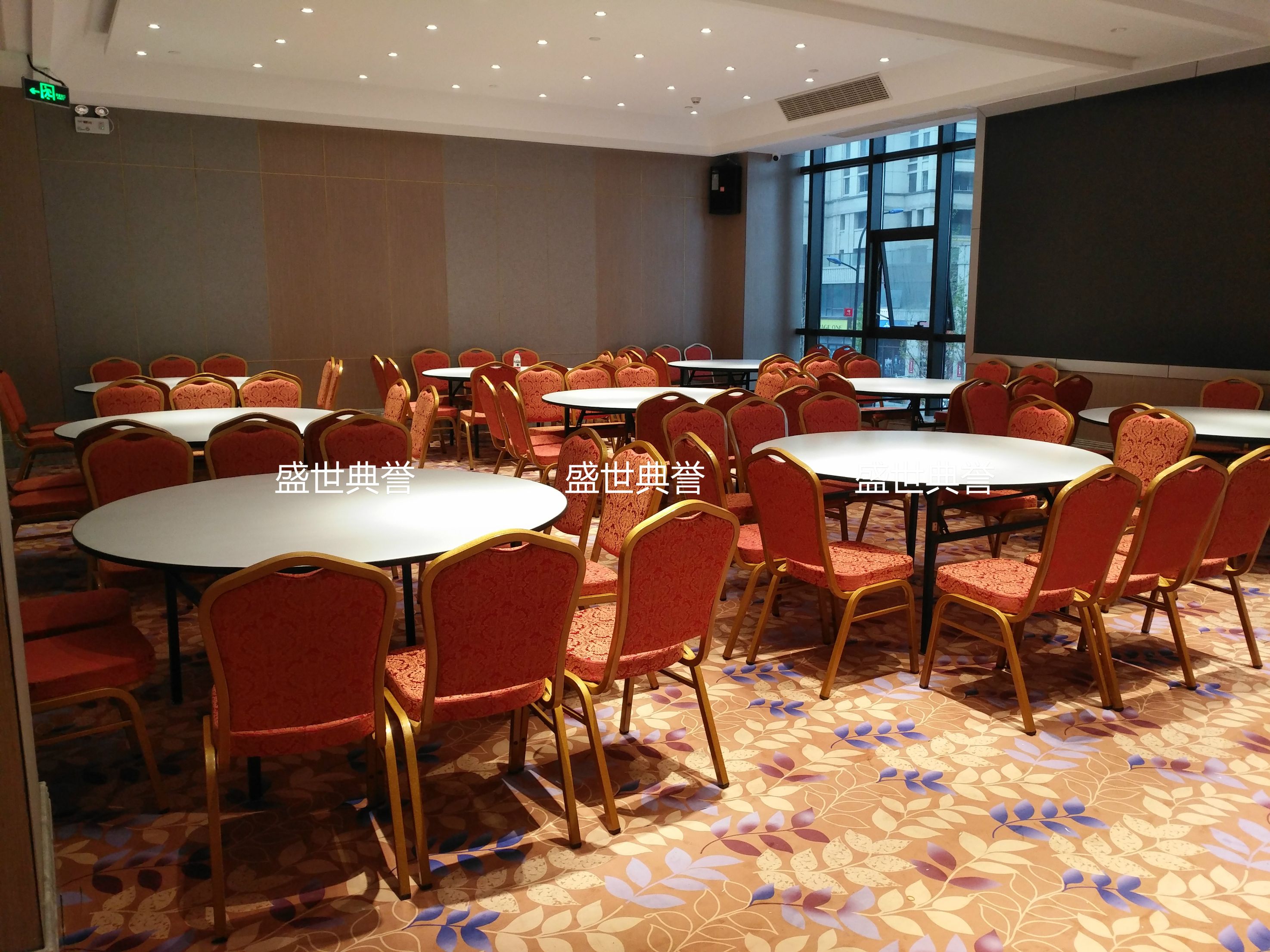上海酒店餐厅宴会餐桌椅饭店酒席桌椅会议室折叠钢椅金属酒店椅详情图7