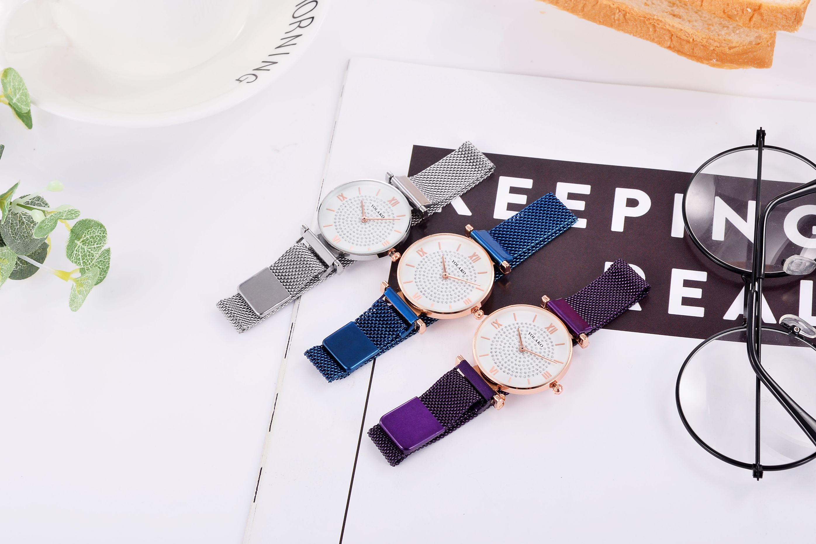 Oulaike ladies' leather strap watch