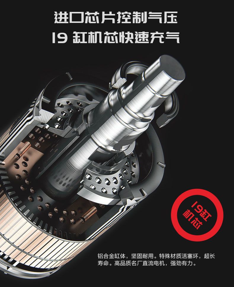 Portable 28-cylinder rapid air pump for car electric tires, multi-functional 12v air pump for 60-second inflation detail image 5