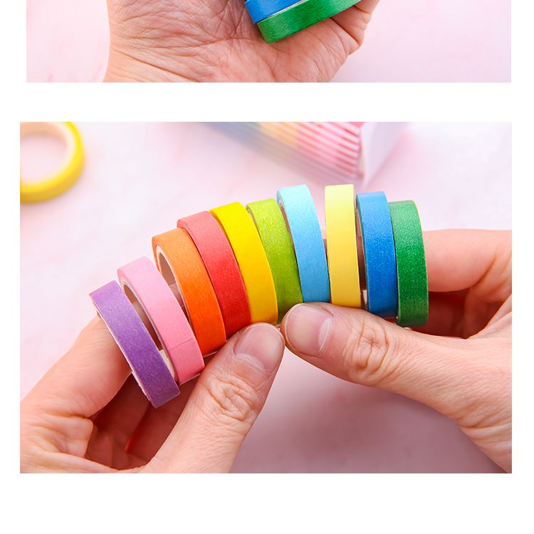 厂家直销 彩虹和纸胶带 10色套装清新糖果色 日本DIY手账装饰贴纸详情图11