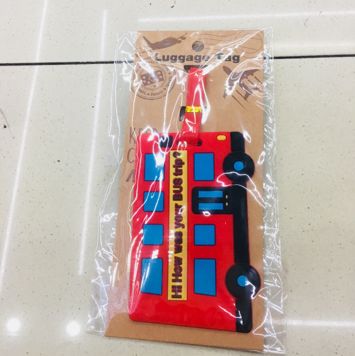 PVC luggage tag custom creative cartoon card set custom silicone soft plastic luggage tag custom LOGO TWO-DIMENSIONAL code British bus thumbnail