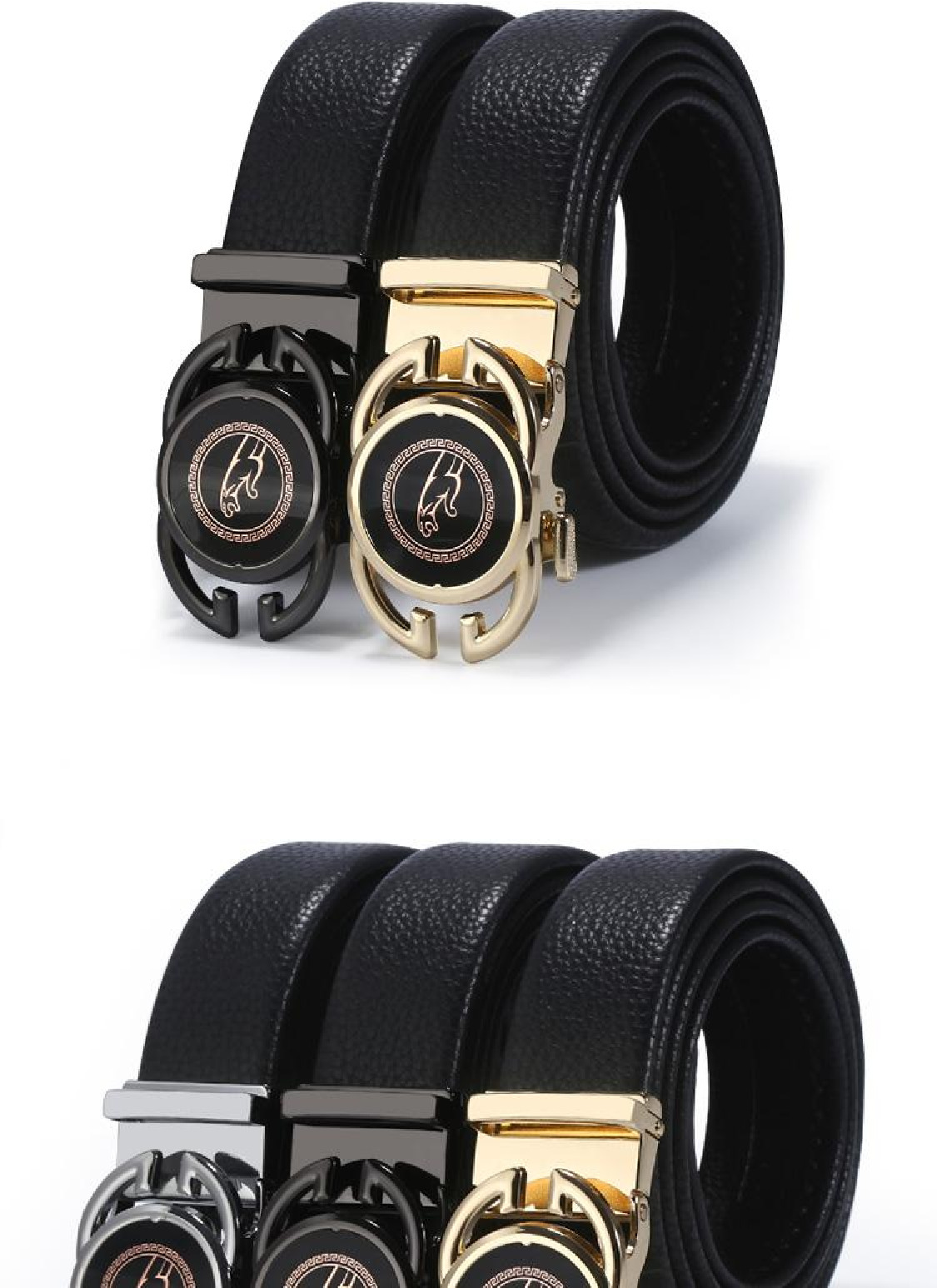 Wholesale of men's best-selling and versatile leather alloy automatic buckle casual belts for young people detail image 7