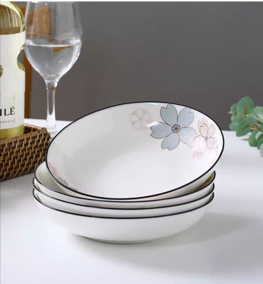 Youzun ceramic bowls, plates and tableware pieces can be freely combined with water, wood and clear flowers detail image 16